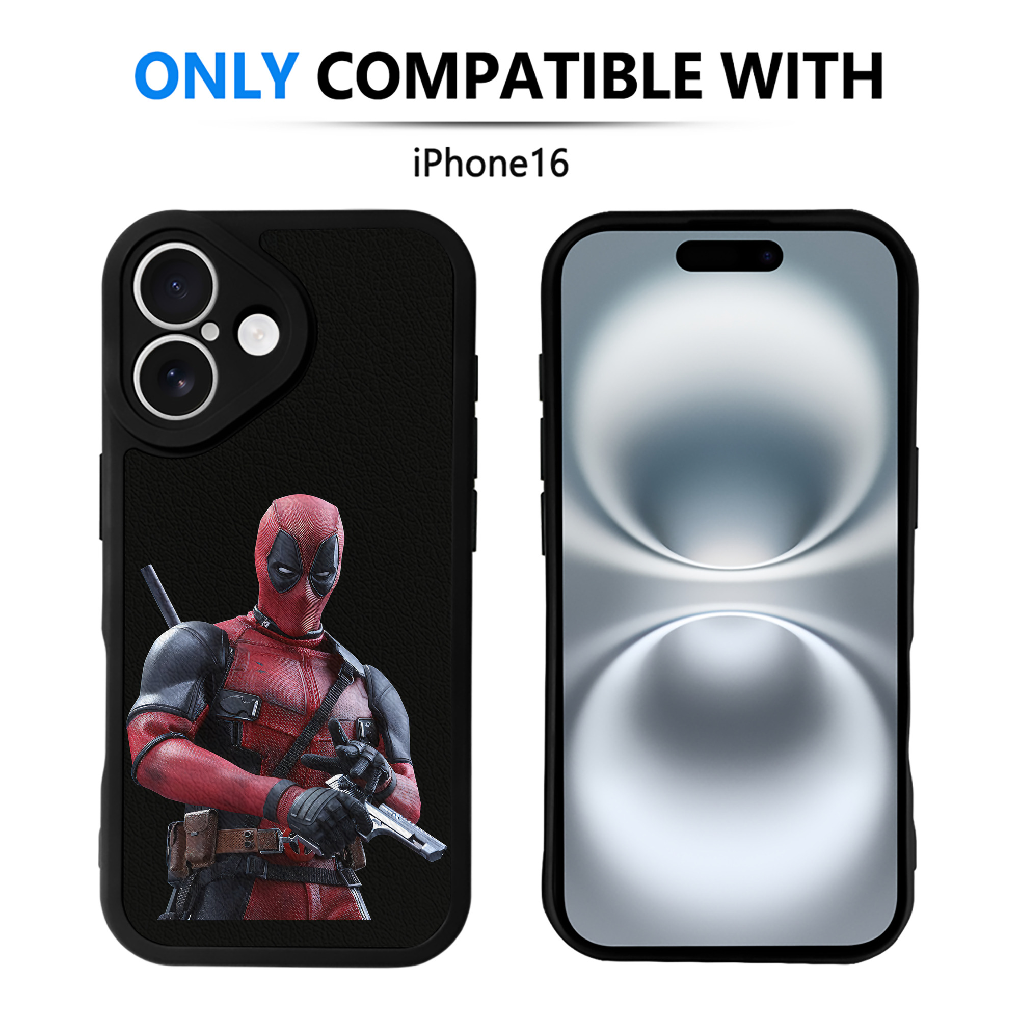 （画像用） Deadpool デッドプール 【iPhone 16シリーズ対応】シリコンスマホケース（レザー調） 材質：シリコン
